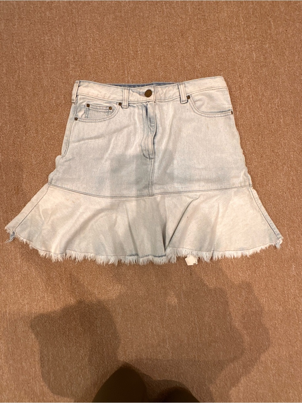 Michael Kors Light Blue Denim Flared Ruffle Skirt